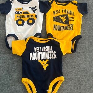 Bundle of 3 West Virginia Mountaineer Baby onesie bodysuit - WVU - 0-3 Month